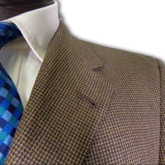 Hart Shaffner Marx Black Taupe Brown Wool Sport Coat 42 42R - Picture 2 of 5